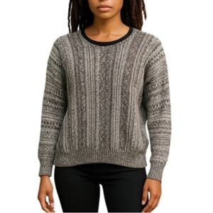 KATSUMI Ribbed Drop Shoulder Knit Sweater Black Mix Leather Trim Mobwife M/L